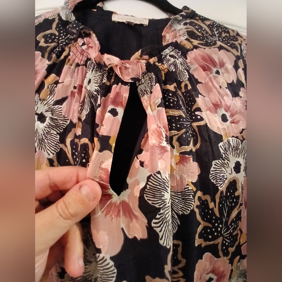 Rebecca Taylor NWOT Feminine Peasant Boho Floral W/ Neck Ruffle Blouse Size 4 - Picture 6 of 16